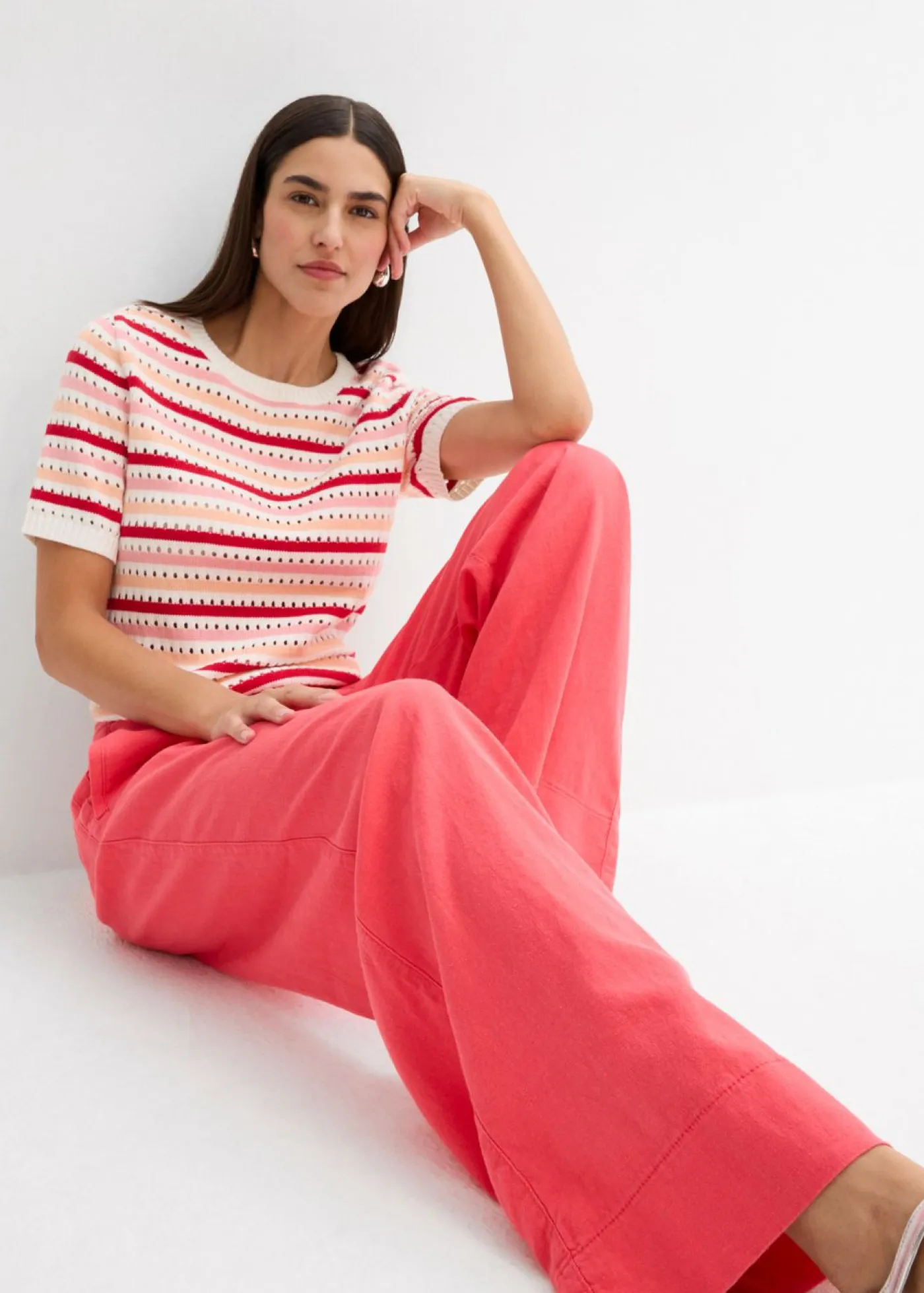 Clearance Pantalón paperbag de ligera mezcla de lino Mujer Pantalones