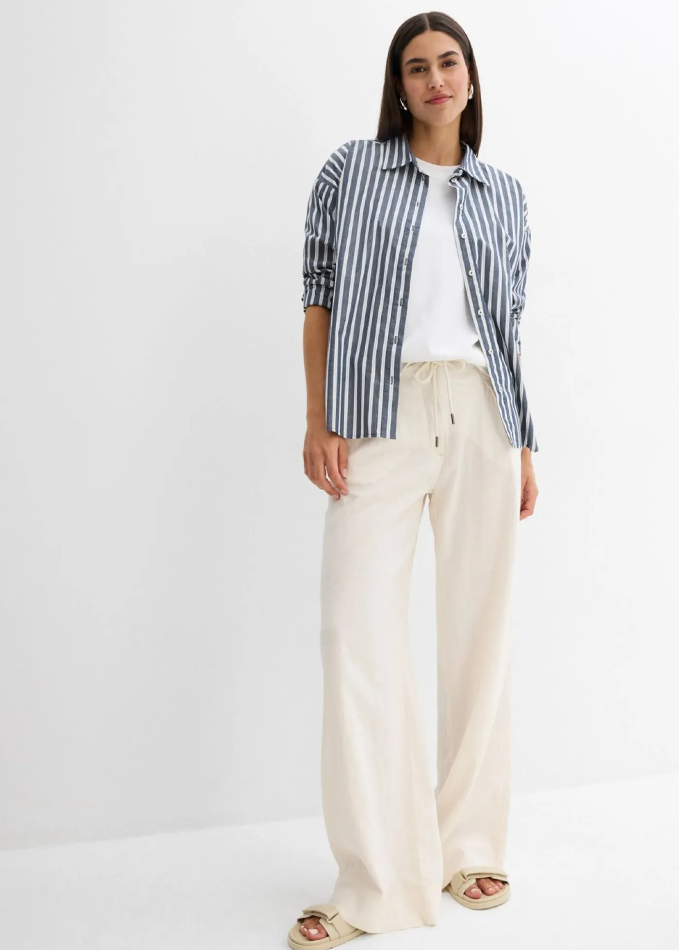 Clearance Pantalón paperbag de ligera mezcla de lino Mujer Pantalones