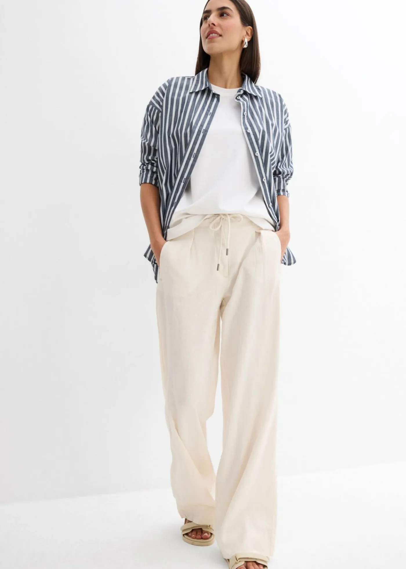Clearance Pantalón paperbag de ligera mezcla de lino Mujer Pantalones