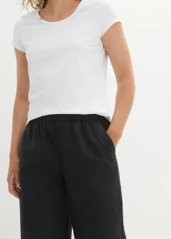 New Pantalón pirata de mezcla de lino ligero Mujer Esenciales|Pantalones