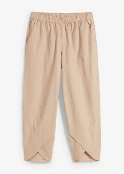 Clearance Pantalón pirata de mezcla de lino ligero Mujer Esenciales|Pantalones
