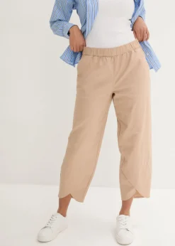 Clearance Pantalón pirata de mezcla de lino ligero Mujer Esenciales|Pantalones
