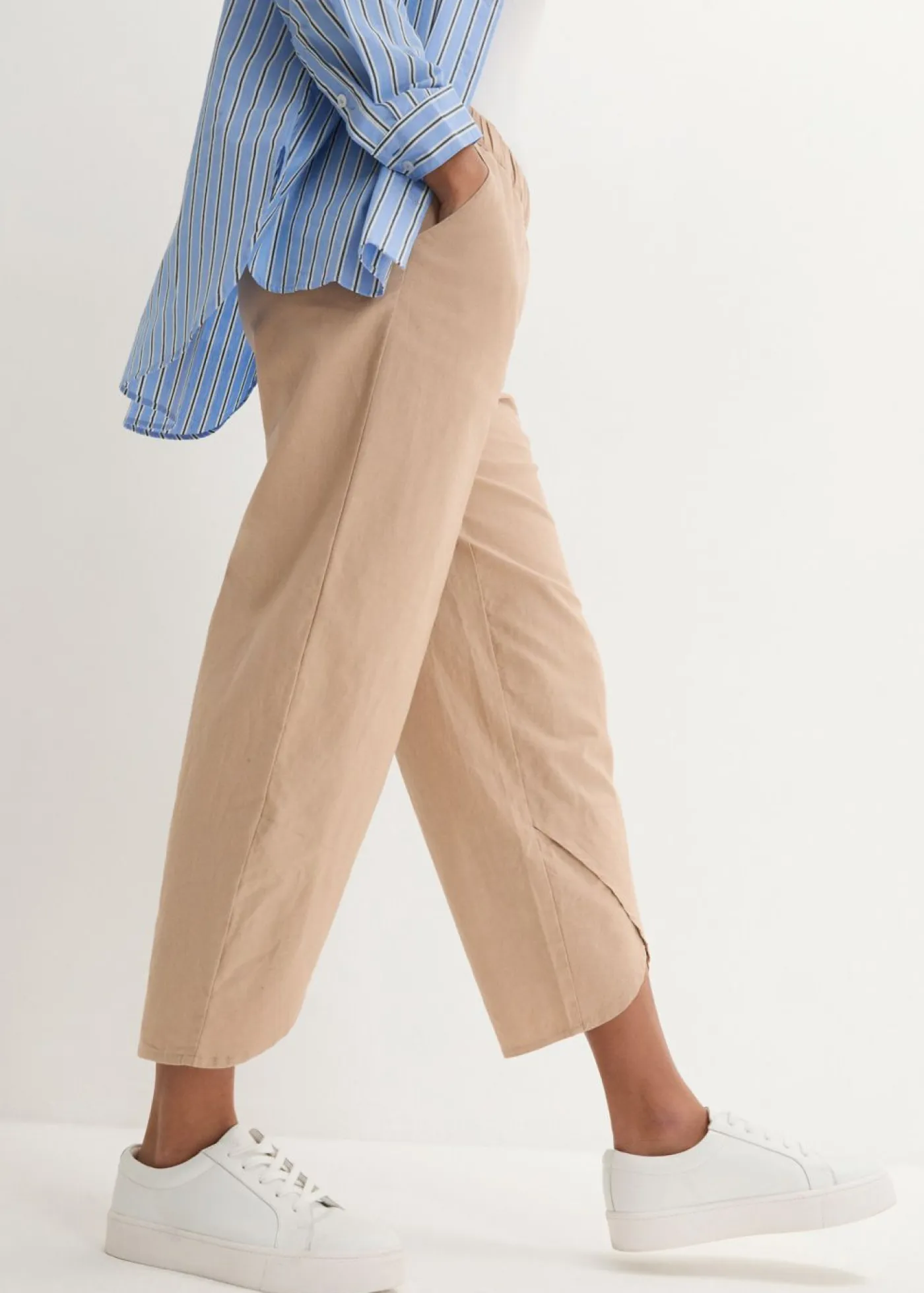 Clearance Pantalón pirata de mezcla de lino ligero Mujer Esenciales|Pantalones