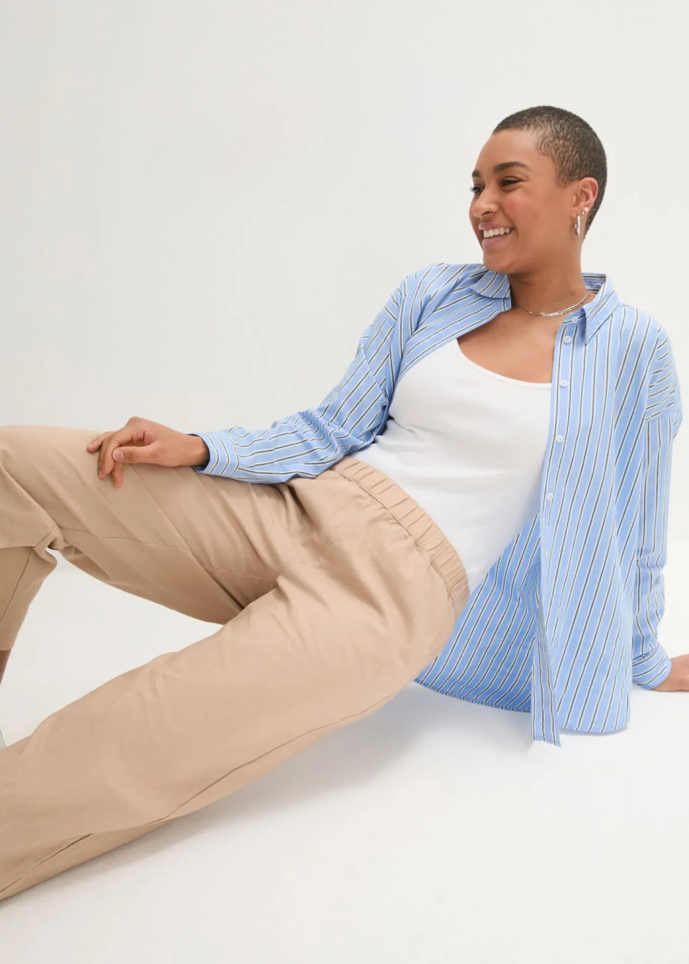 Clearance Pantalón pirata de mezcla de lino ligero Mujer Esenciales|Pantalones