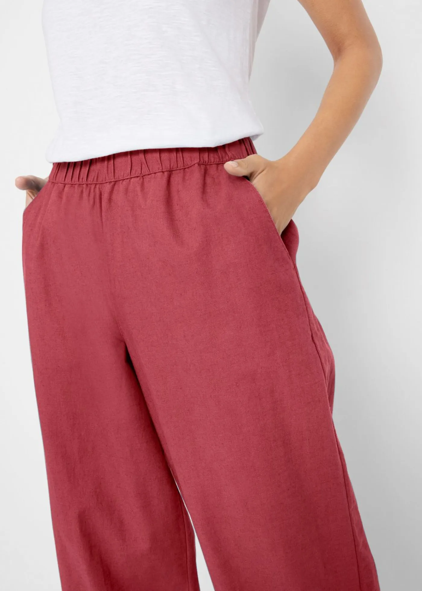 Online Pantalón pirata de mezcla de lino ligero Mujer Esenciales|Pantalones