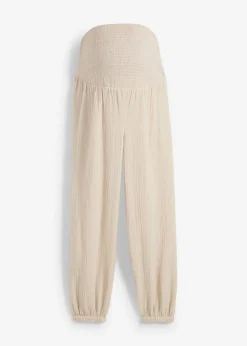 Sale Pantalón premamá 2 en 1 de muselina pura de algodón para durante y después del embarazo Mujer Premamá