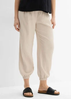 Sale Pantalón premamá 2 en 1 de muselina pura de algodón para durante y después del embarazo Mujer Premamá