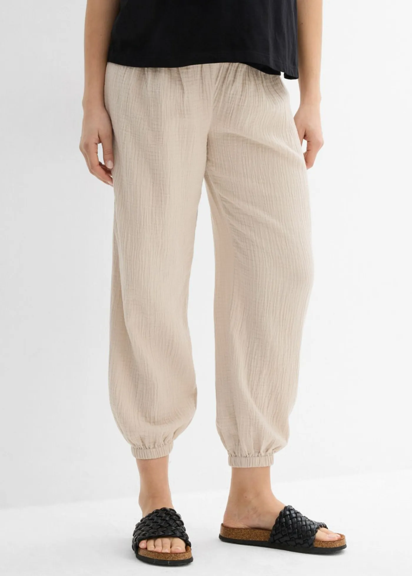 Sale Pantalón premamá 2 en 1 de muselina pura de algodón para durante y después del embarazo Mujer Premamá
