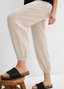 Sale Pantalón premamá 2 en 1 de muselina pura de algodón para durante y después del embarazo Mujer Premamá