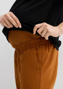 Clearance Pantalón premamá de lino y algodón con banda abdominal Mujer Premamá