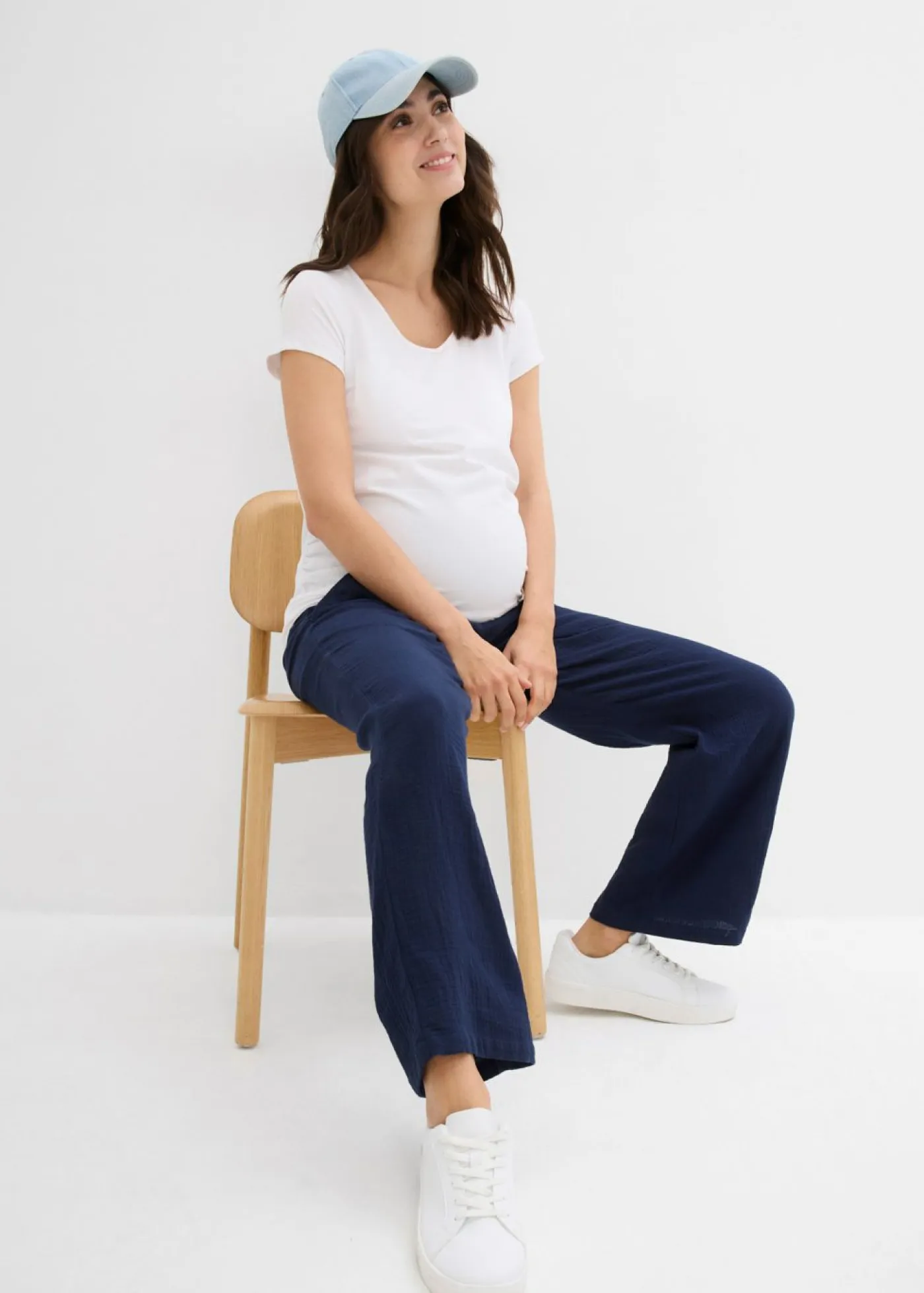 Pantalón premamá de muselina de algodón puro con corte holgado Mujer Premamá