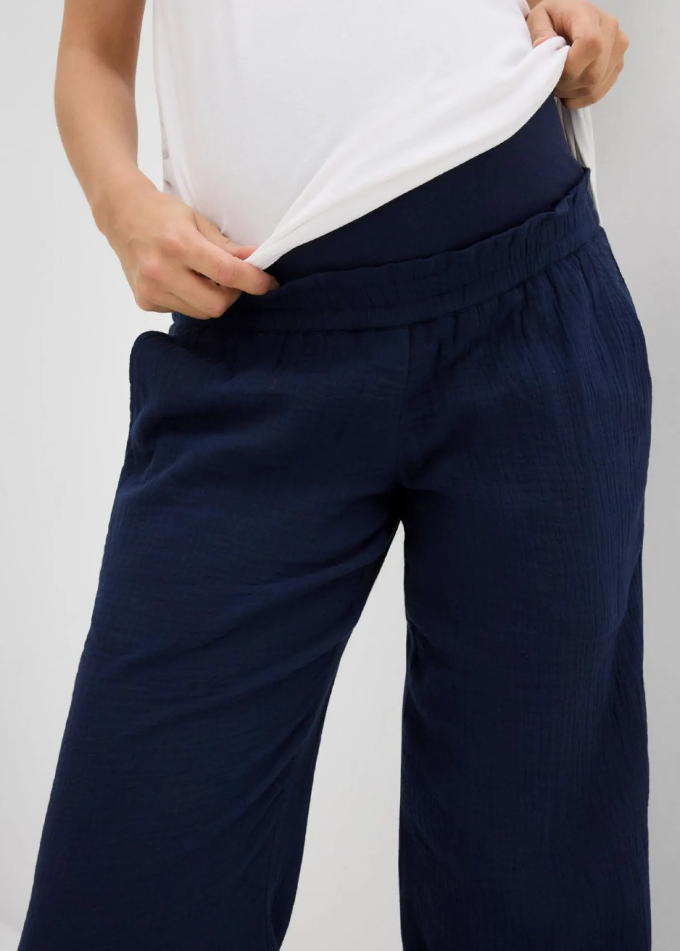 Pantalón premamá de muselina de algodón puro con corte holgado Mujer Premamá