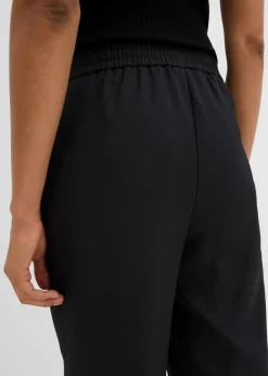 Pantalón sin cierre con estructura de sarga Mujer Esenciales|Pantalones