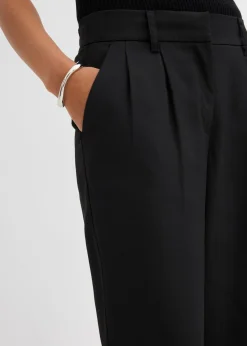 Pantalón sin cierre con estructura de sarga Mujer Esenciales|Pantalones