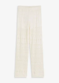 Hot Pantalón sin cierre con patrón de punto calado Mujer Pantalones