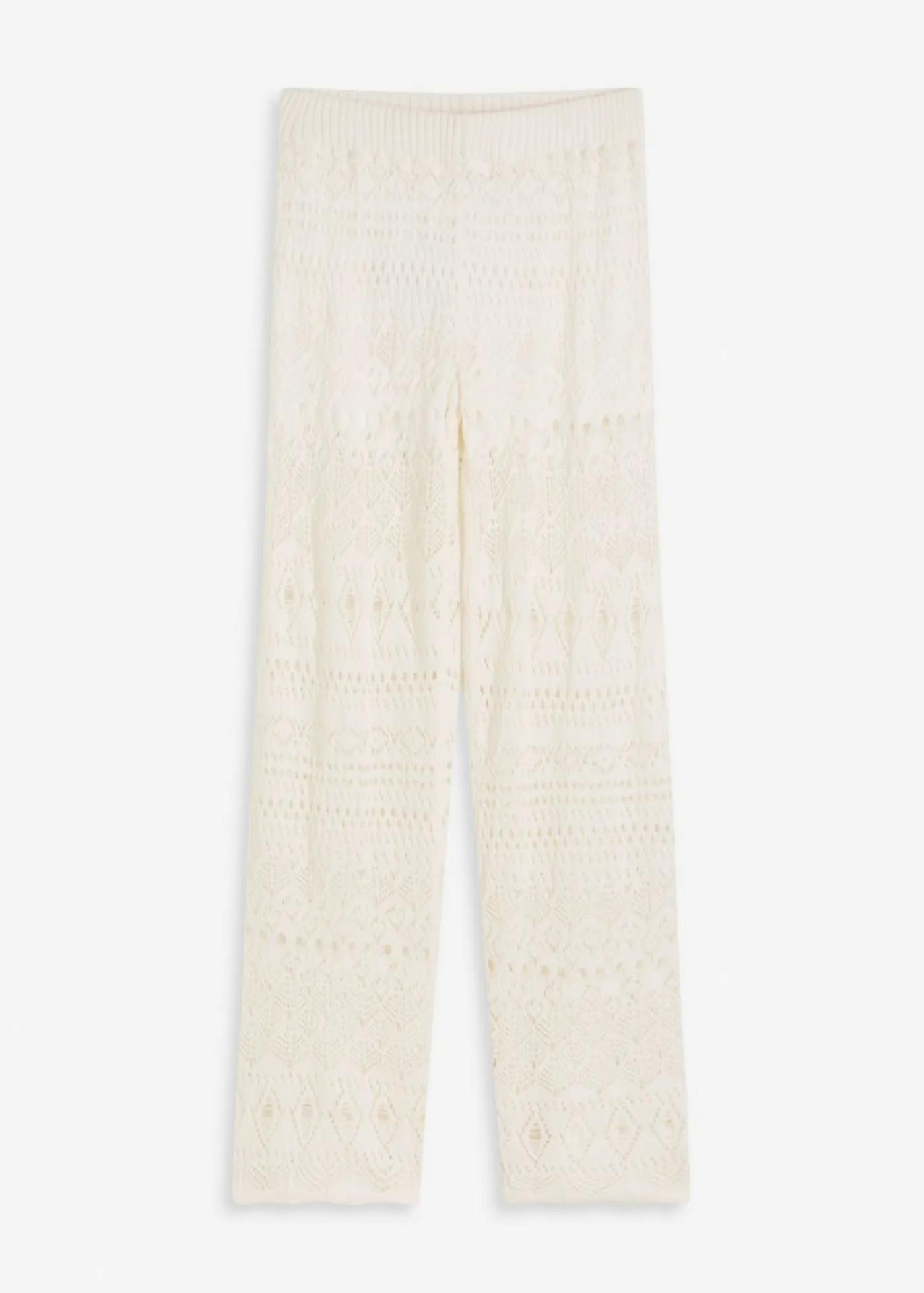 Hot Pantalón sin cierre con patrón de punto calado Mujer Pantalones