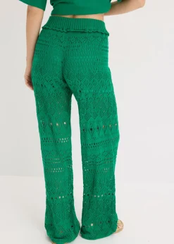 Online Pantalón sin cierre con patrón de punto calado Mujer Pantalones