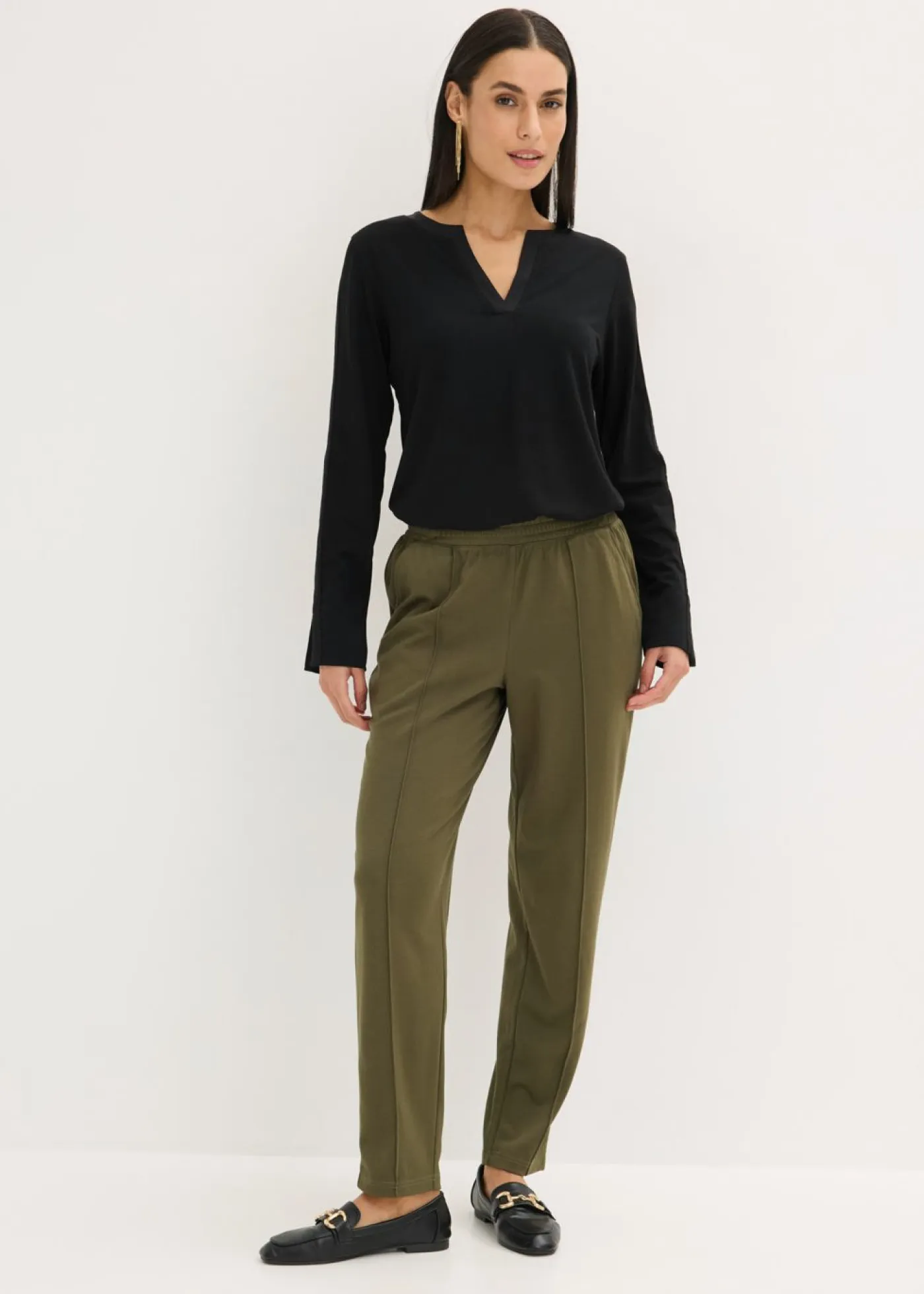 Hot Pantalón sin cierre con ribete Mujer Pantalones