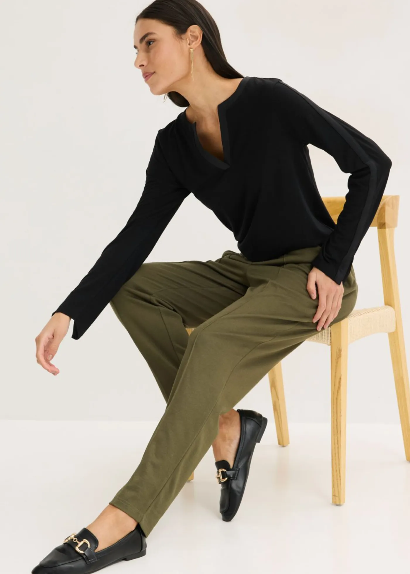 Hot Pantalón sin cierre con ribete Mujer Pantalones