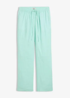 Outlet Pantalón sin cierre de lino puro Mujer Premium|Pantalones