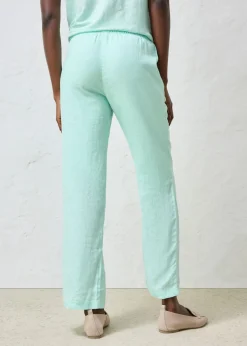 Outlet Pantalón sin cierre de lino puro Mujer Premium|Pantalones