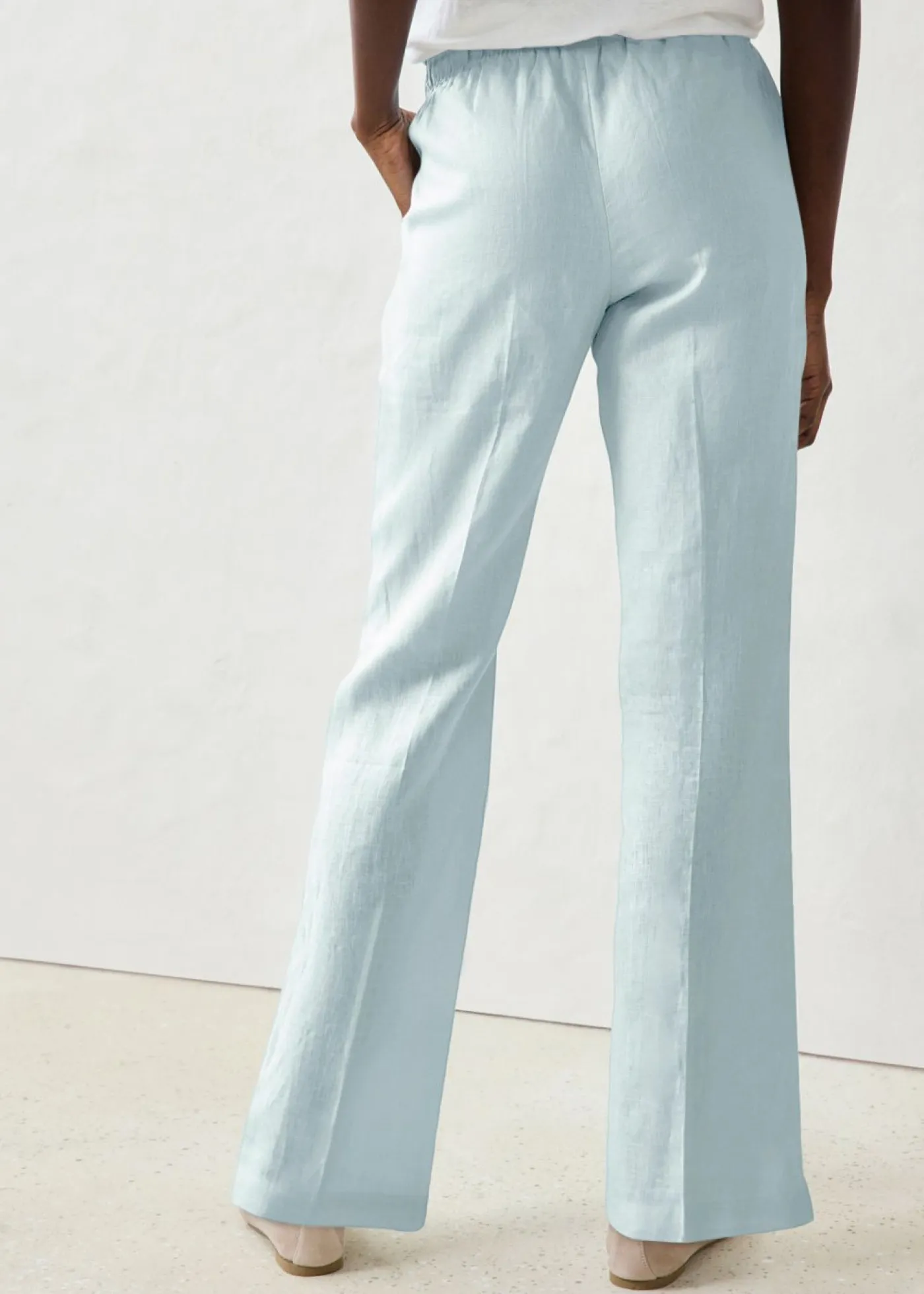 Clearance Pantalón sin cierre de lino puro Mujer Premium|Pantalones
