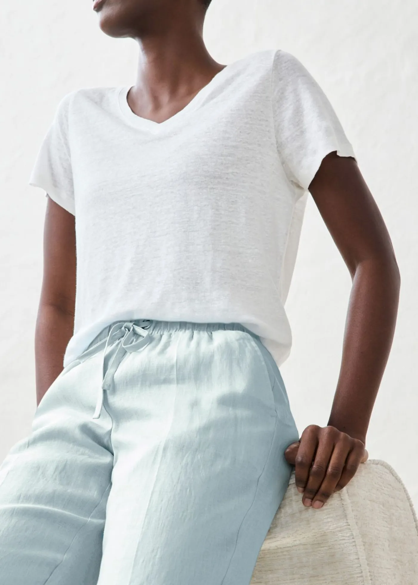 Clearance Pantalón sin cierre de lino puro Mujer Premium|Pantalones