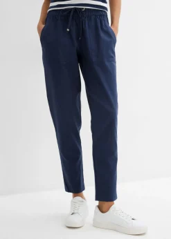 Hot Pantalón sin cierre de mezcla de lino ligero Mujer Pantalones