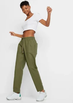 New Pantalón sin cierre de mezcla de lino ligero Mujer Pantalones