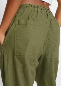 New Pantalón sin cierre de mezcla de lino ligero Mujer Pantalones