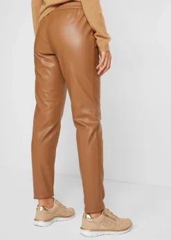Pantalón sin cierre de piel sintética Mujer Pantalones