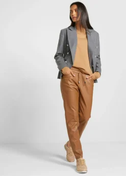 Pantalón sin cierre de piel sintética Mujer Pantalones