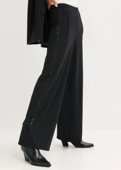 Clearance Pantalón sin cierre de Punto di Roma con piedras brillantes Mujer Pantalones