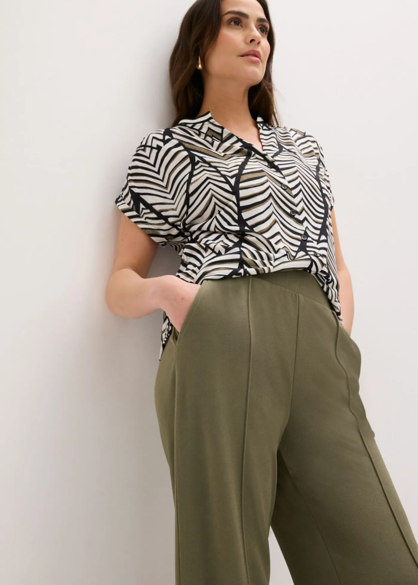 Discount Pantalón sin cierre de tejido interlock resistente Mujer Pantalones|Novedades