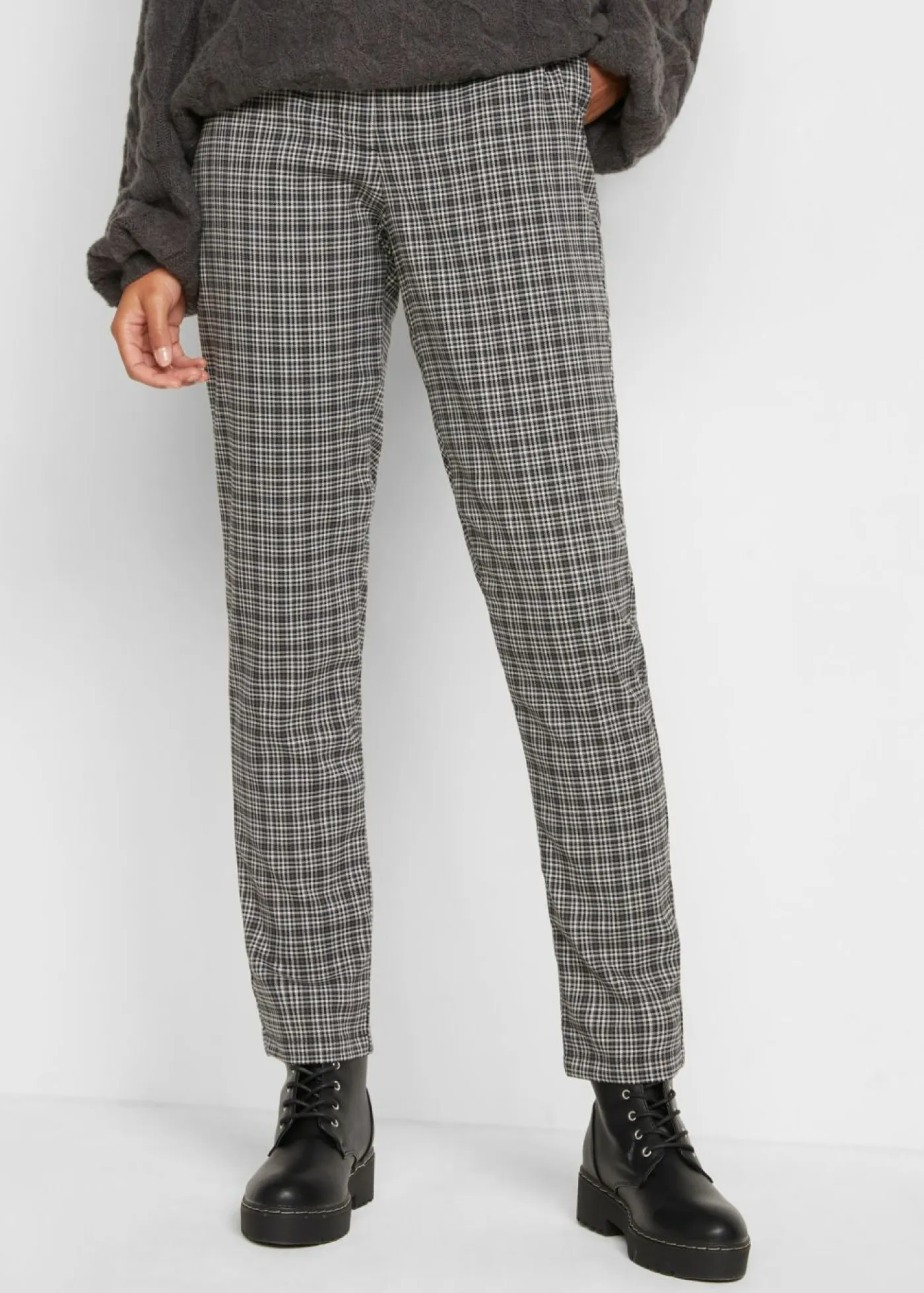 Best Pantalón sin cordones con estampado de cuadros Mujer Pantalones