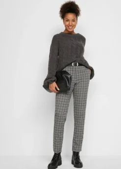 Best Pantalón sin cordones con estampado de cuadros Mujer Pantalones
