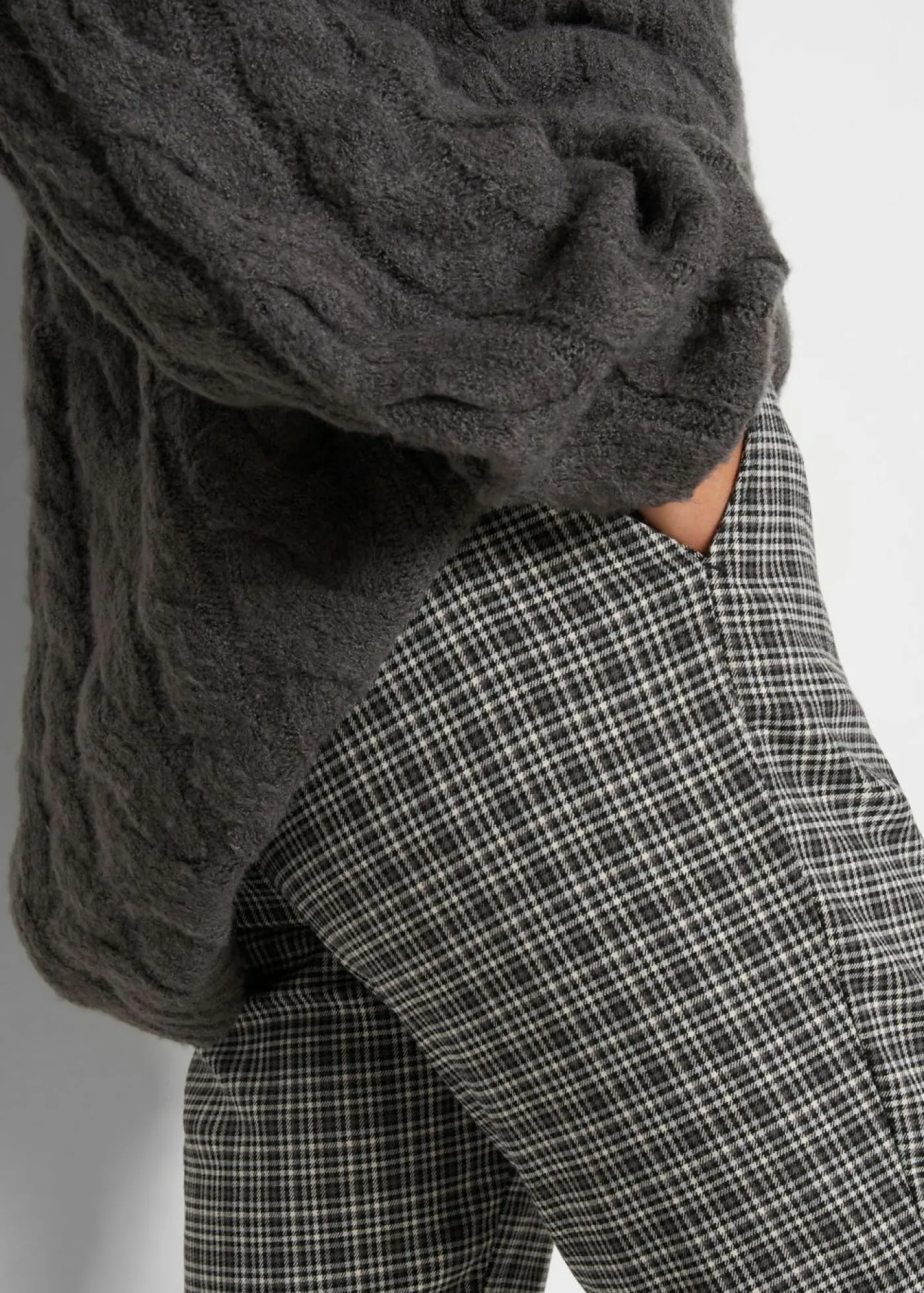 Best Pantalón sin cordones con estampado de cuadros Mujer Pantalones