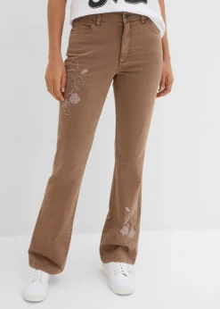 Online Pantalón tipo bootcut con bordado Mujer Vaqueros|Pantalones