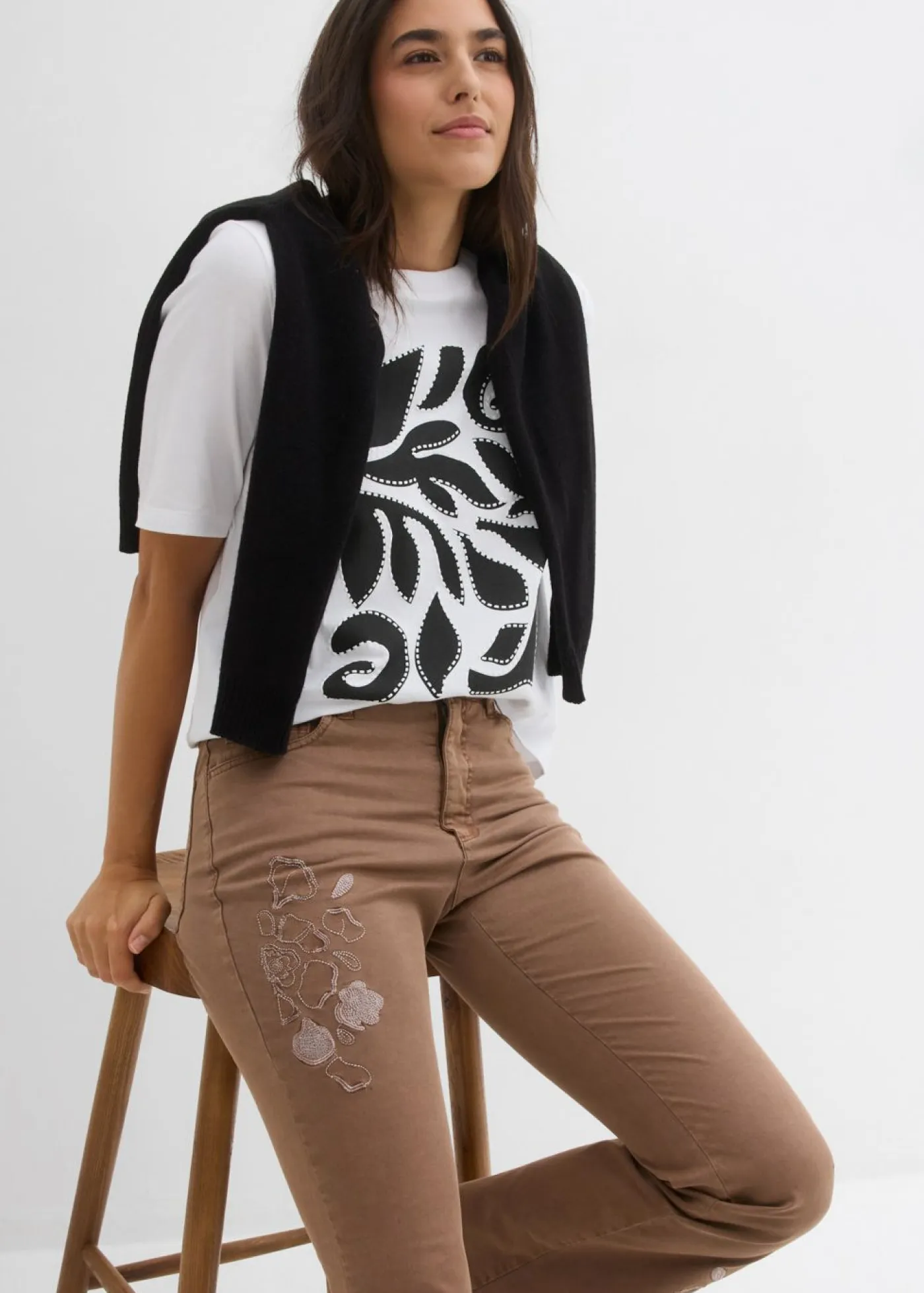 Online Pantalón tipo bootcut con bordado Mujer Vaqueros|Pantalones