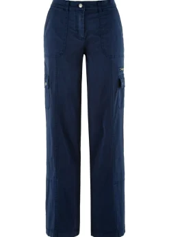 Pantalón tipo cargo de algodón, mid waist Mujer Pantalones