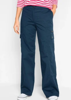 Pantalón tipo cargo de algodón, mid waist Mujer Pantalones