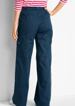 Pantalón tipo cargo de algodón, mid waist Mujer Pantalones