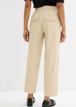 Outlet Pantalón tipo chino de sarga de algodón Mujer Esenciales|Pantalones