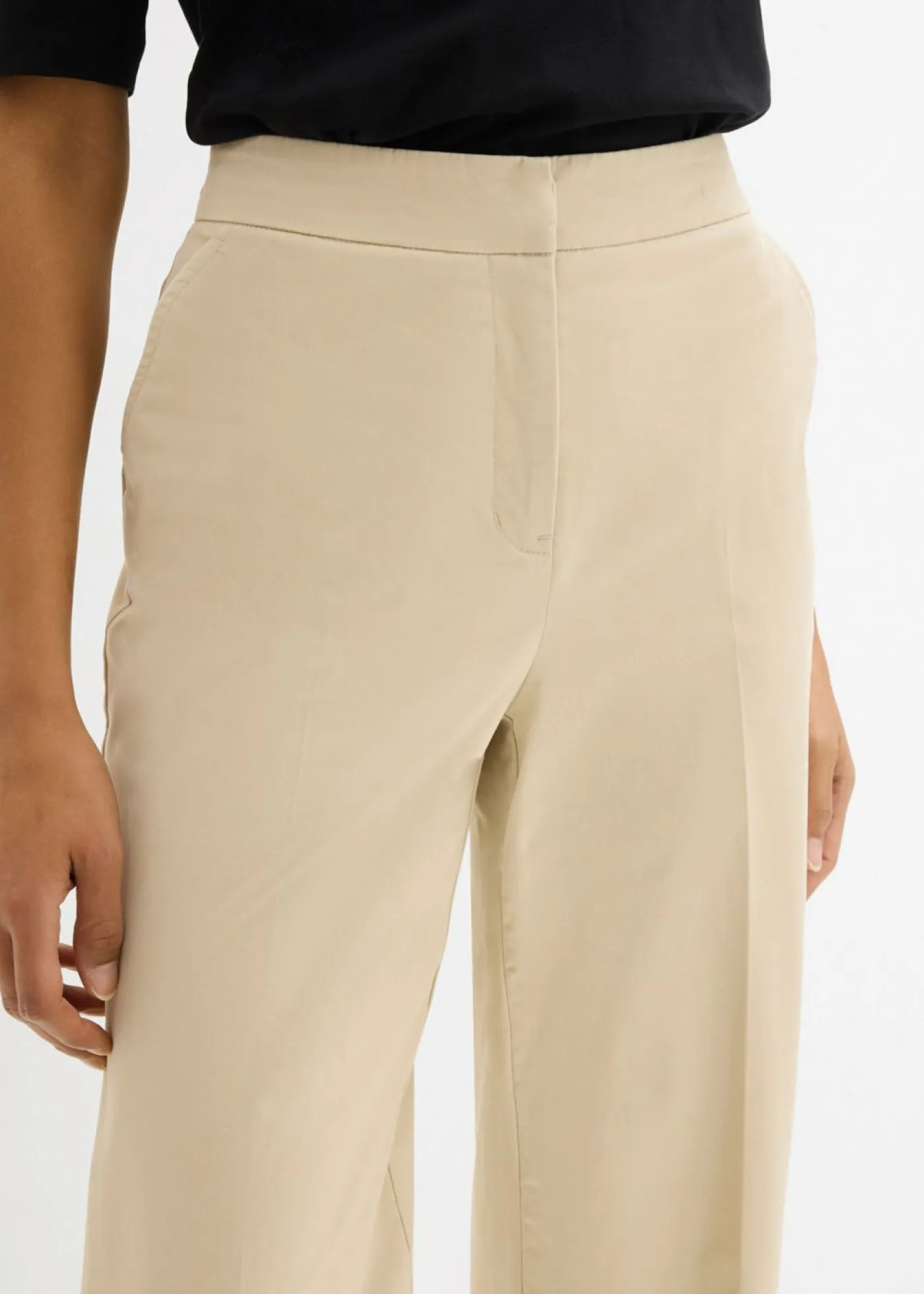 Outlet Pantalón tipo chino de sarga de algodón Mujer Esenciales|Pantalones