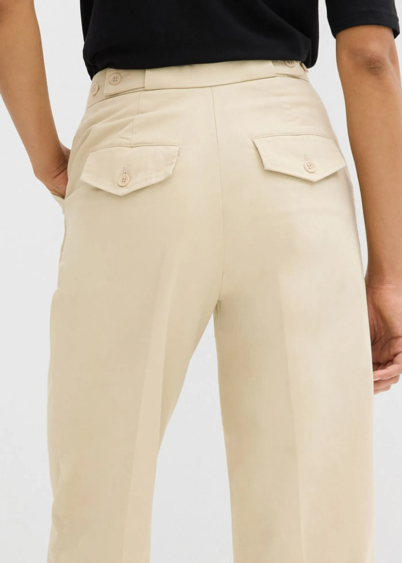 Outlet Pantalón tipo chino de sarga de algodón Mujer Esenciales|Pantalones
