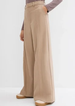 New Pantalón tipo Marlene de mezcla de viscosa con cintura alta Mujer Esenciales|Pantalones