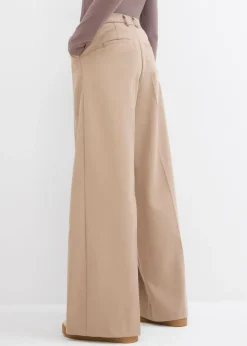 New Pantalón tipo Marlene de mezcla de viscosa con cintura alta Mujer Esenciales|Pantalones