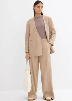 New Pantalón tipo Marlene de mezcla de viscosa con cintura alta Mujer Esenciales|Pantalones