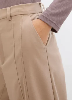 New Pantalón tipo Marlene de mezcla de viscosa con cintura alta Mujer Esenciales|Pantalones