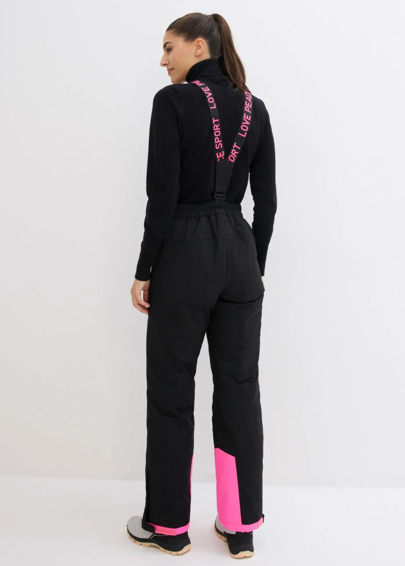 Pantalón térmico funcional de esquí con tirantes desmontables, material impermeable y corte recto Mujer Ropa Térmica|Ropa Para El Aire Libre